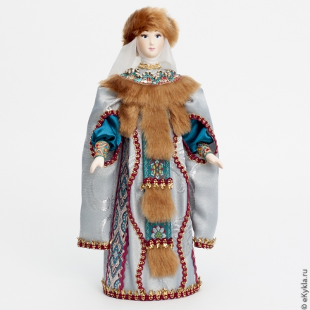 Кукла Московская в зимнем сером наряде 30см