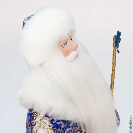 Doll Santa Claus from Veliky Ustyug in a blue fur coat 33cm