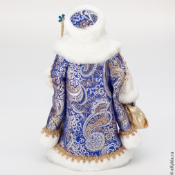 Кукла Дед Мороз из Великого Устюга в синей шубе 33см