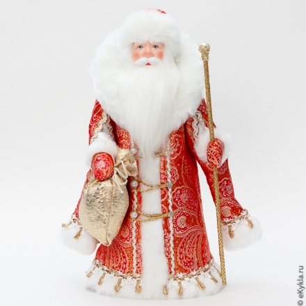 Кукла Дед Мороз из Великого Устюга красный/золото 33см