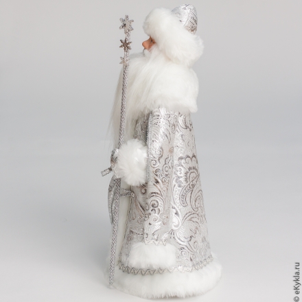 Кукла Дед Мороз под елку в серебре 33см