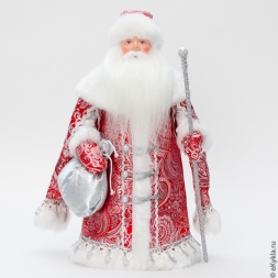 Кукла Дед Мороз под елку красный серебро 30см