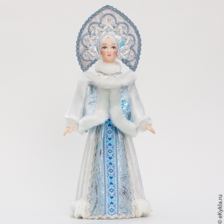 Doll Snow Maiden-blonde in a kokoshnik silver 31cm