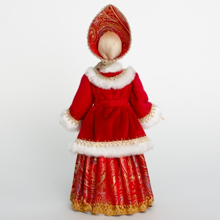 Русская красавица в красном зимнем платье, 32 см