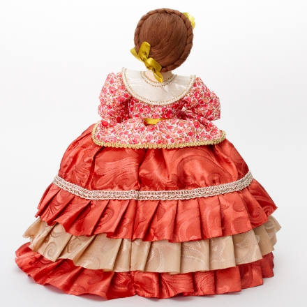 Кукла-грелка на чайник в платье в цветах d20см рост 30 см