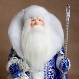 Кукла Дед Мороз как в детстве синий/серебро 33см
