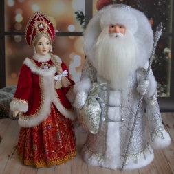 Кукла Дед Мороз как в детстве серебро 33см