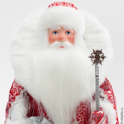 Кукла Дед Мороз из Великого Устюга красный/серебро 33см