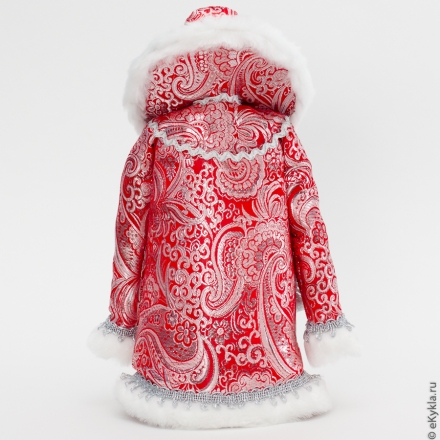 Кукла Дед Мороз из Великого Устюга красный/серебро 33см