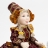 Кукла-грелка на чайник в бордовом платье 31см