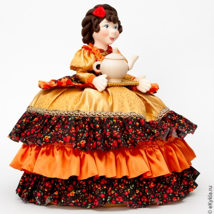 Кукла-грелка Баба на чайник с подносом d30 см.
