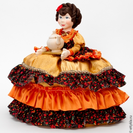 Кукла-грелка Баба на чайник с подносом d30 см.