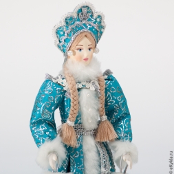 Doll Snow Maiden with mittens in a blue outfit 30cm.