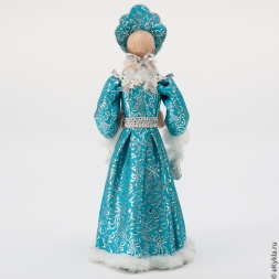 Кукла Снегурочка с варежками в голубом наряде 30см.