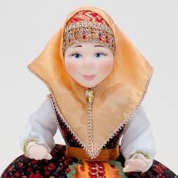 Doll-warmer on the teapot in a red scarf 30cm