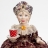 Кукла-грелка на чайник бордо золото 31см