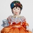 Кукла-грелка на чайник с чашкой чая оранжевая 30см
